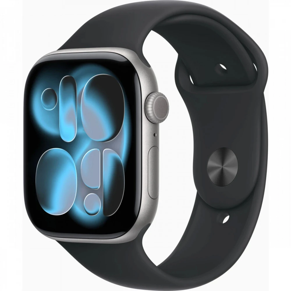 Apple Watch Series 11 46mm Space Grey Aluminium Case With Black Sport Band M/L MEV44LW/A