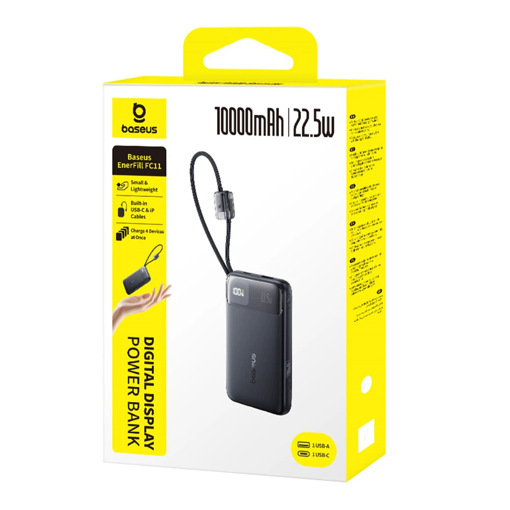 Внешний аккумулятор (Power Bank) Baseus EnerFill FC11 10000mAh 22.5W Black E0027R04 10000 мАч, Черный