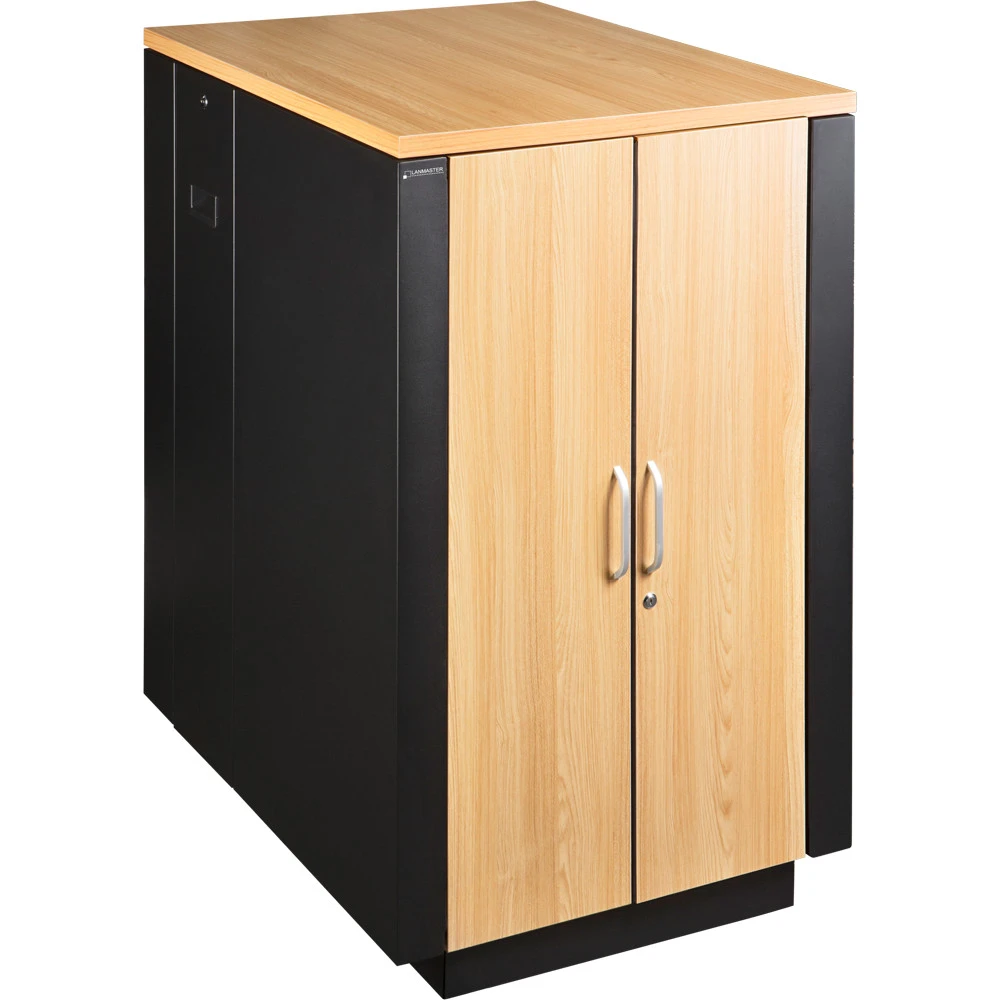 Серверный шкаф LANMASTER SOUNDPROOF звукоизолированный 24U 750x1130 мм, отделка под дерево, цвет лиственница LAN-DC-CBSP-24U-WD