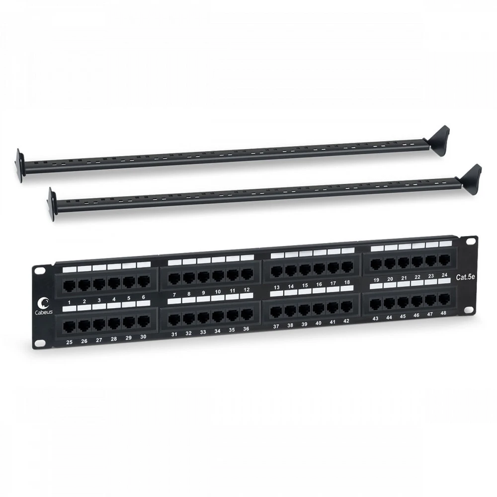 Патч-панель Cabeus PL-48-Cat.5e-Dual IDC Патч-панель 19" (2U) 48 портов, Cat. 5e