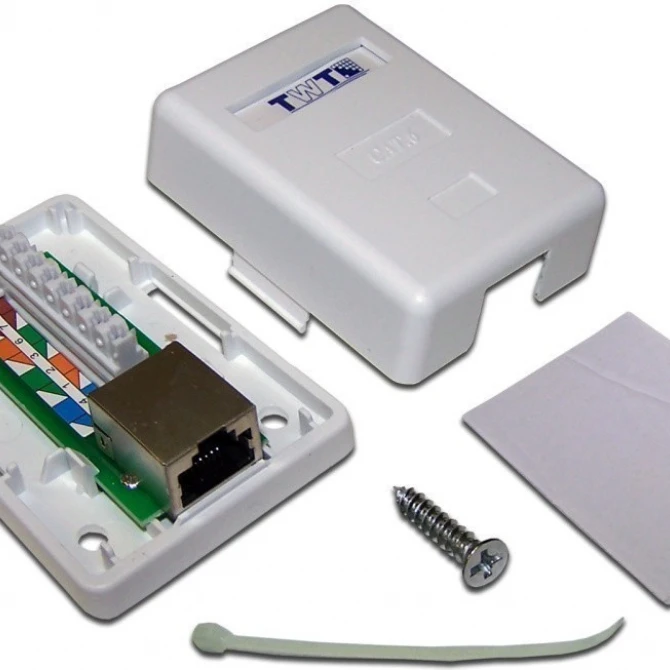 Аксессуар для кабельных сетей LANMASTER Настенная розетка TWT 1 порт RJ-45, категория 5е, белая, SM1-45-WH TWT-SM1-45-WH