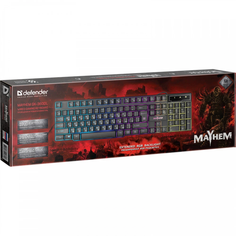 Клавиатура Defender Mayhem GK-360DL 45360 Проводная, USB