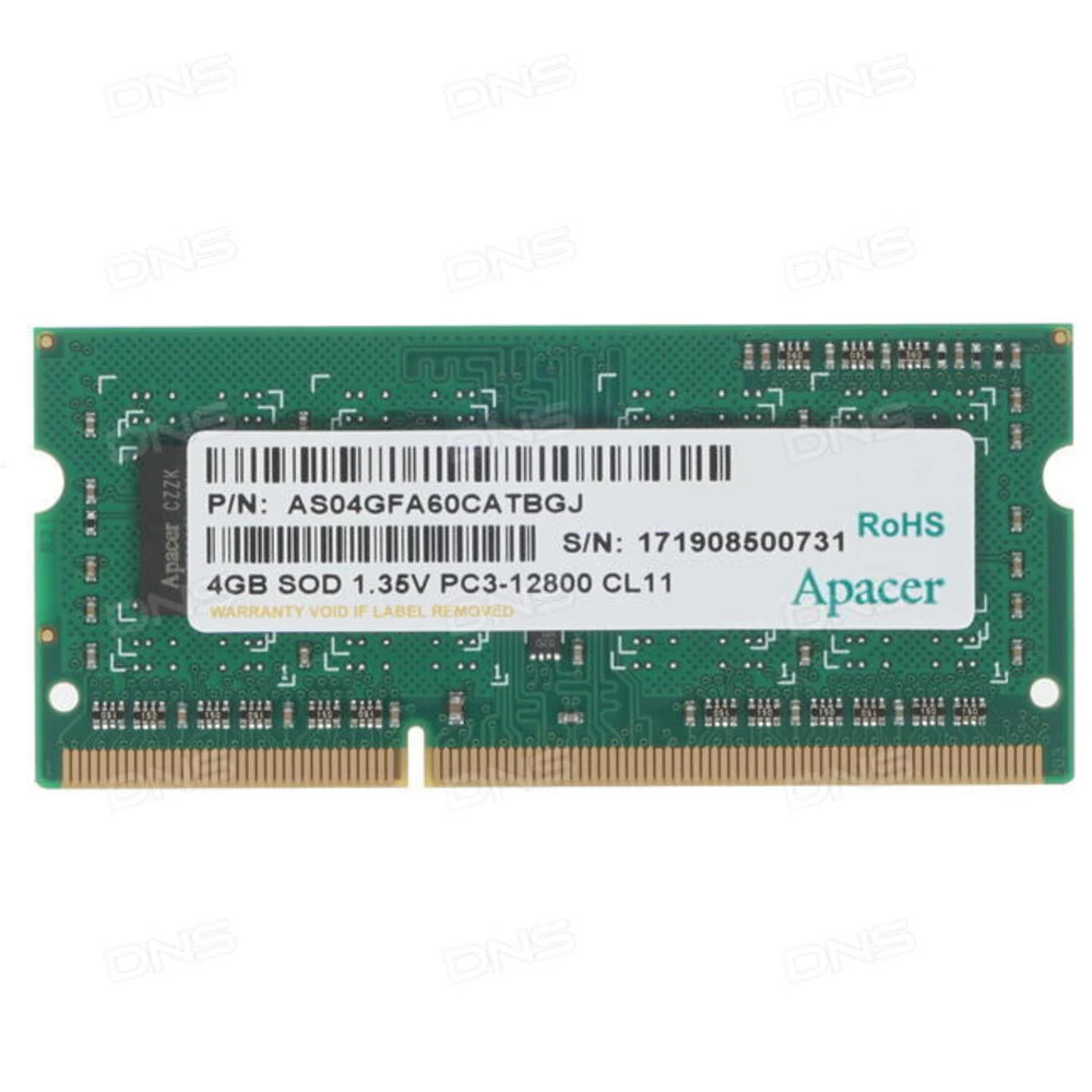 ОЗУ Apacer DV.04G2K.KAM SO-DIMM, DDR3, 4 Гб, 1600 МГц
