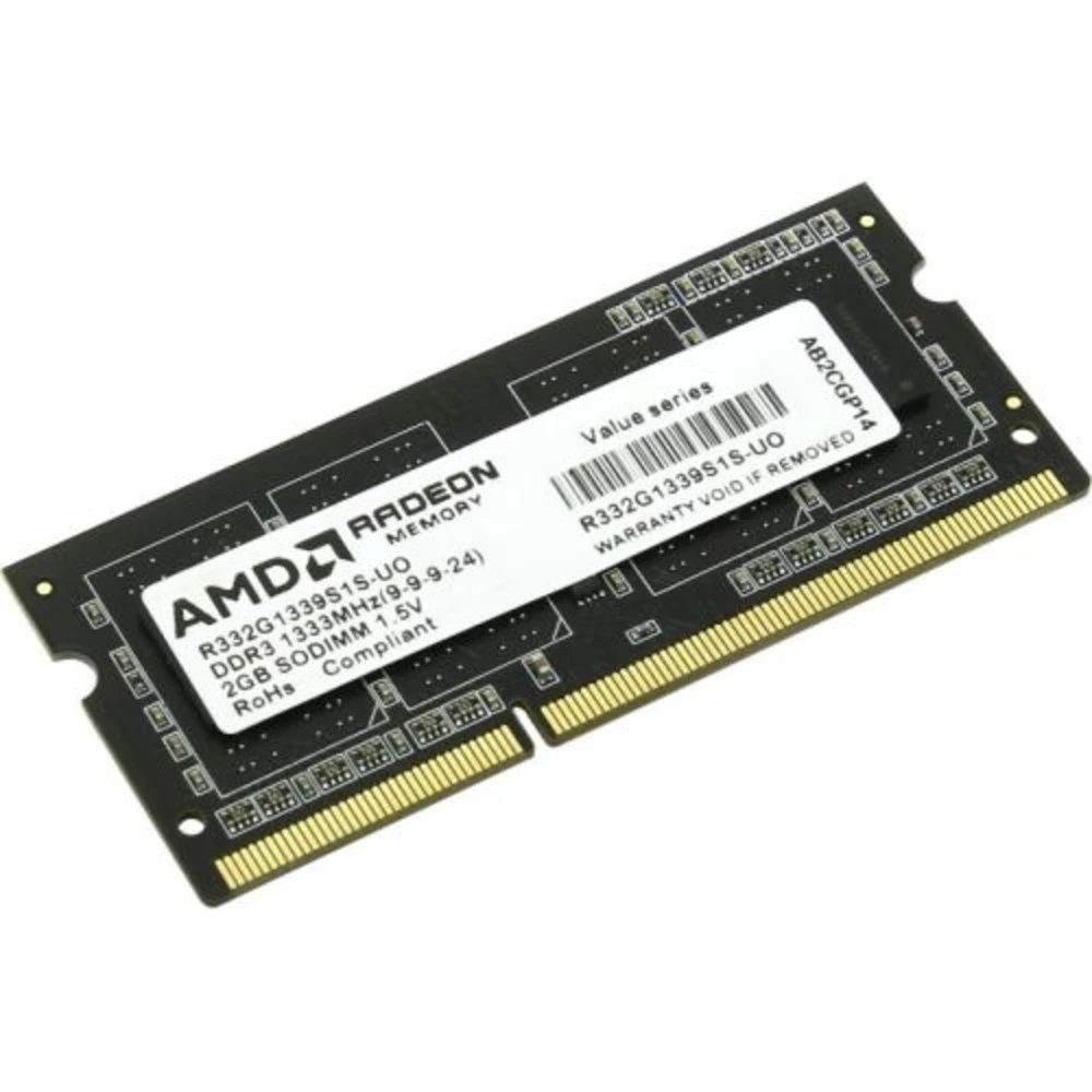 ОЗУ AMD 2GB AMD DDR3 1333 SO DIMM R332G1339S1S-UO SO-DIMM, DDR3, 2 Гб, 1333 МГц