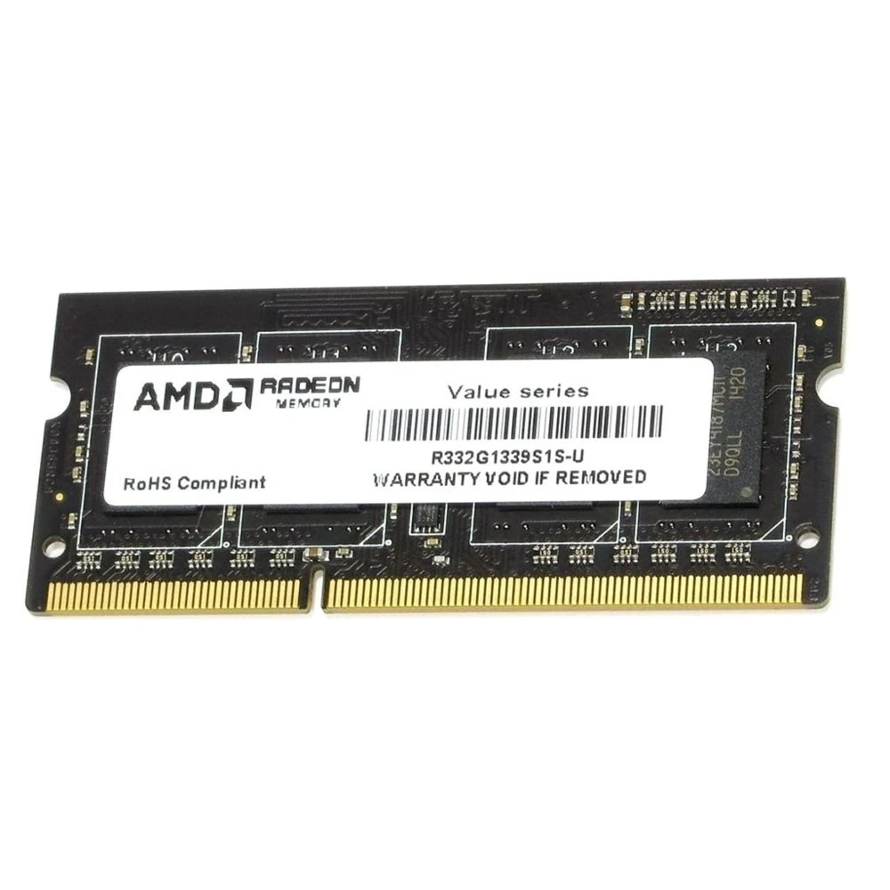 ОЗУ AMD 2GB Radeon™ DDR3 1333 SO DIMM R3 Value Series Black R332G1339S1S-U SO-DIMM, DDR3, 2 Гб, 1333 МГц