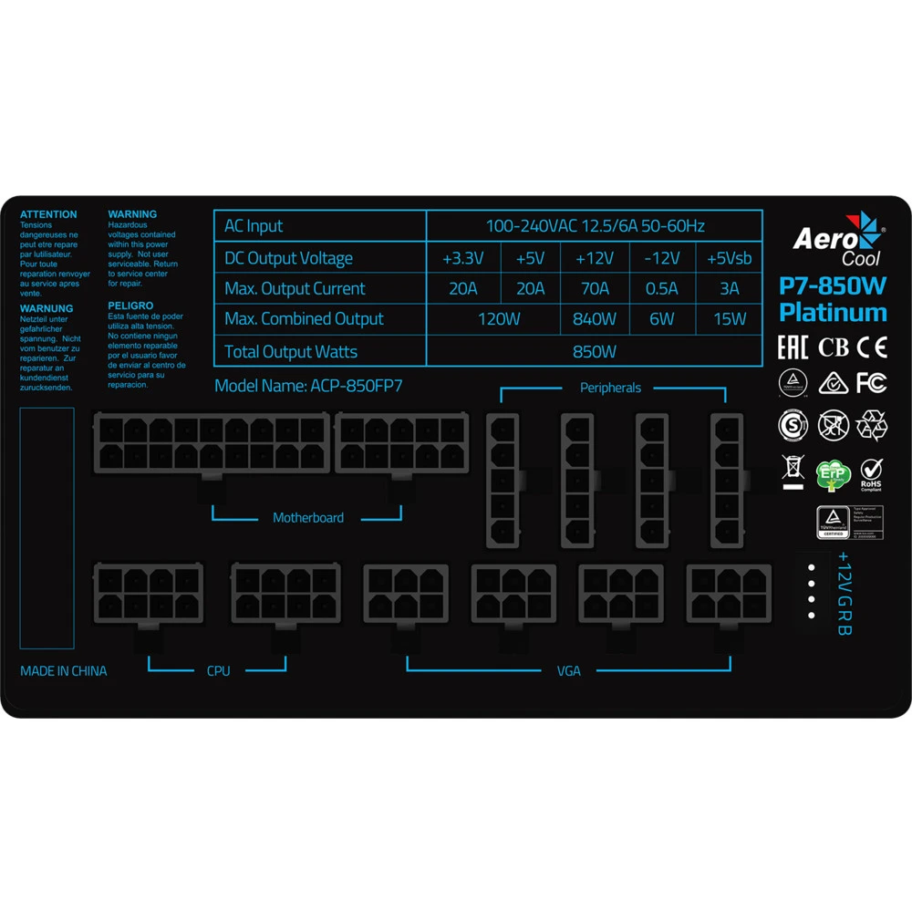Блок питания Aerocool P7-850W Platinum P7-Platinum 850W 850 Вт