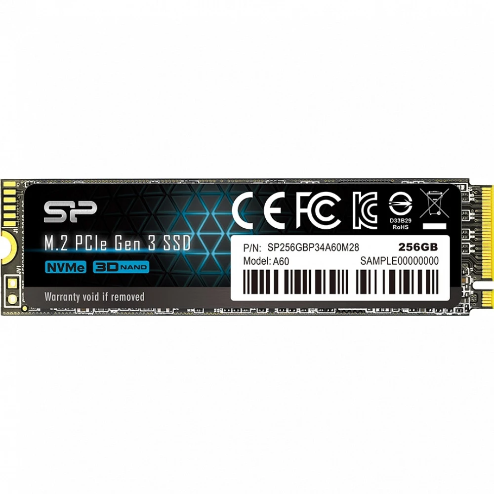 Жесткий диск Silicon Power A60 SP256GBP34A60M28 SSD (твердотельные), 256 ГБ, M.2, PCIe