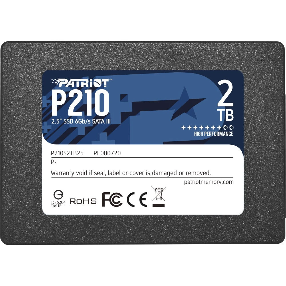 Жесткий диск Patriot P210 P210S2TB25 SSD (твердотельные), 2 ТБ, 2.5 дюйма, SATA