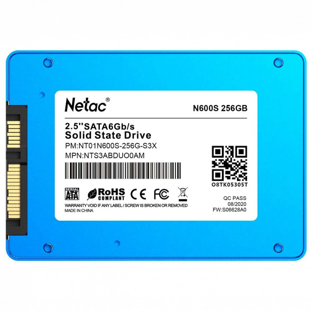 Жесткий диск Netac N600S Series NT01N600S-256G-S3X SSD (твердотельные), 256 ГБ, 2.5 дюйма, SATA