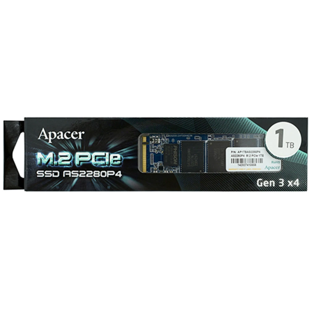 Жесткий диск Apacer AS2280P4 AP1TBAS2280P4-1 SSD (твердотельные), 1 ТБ, M.2, PCIe