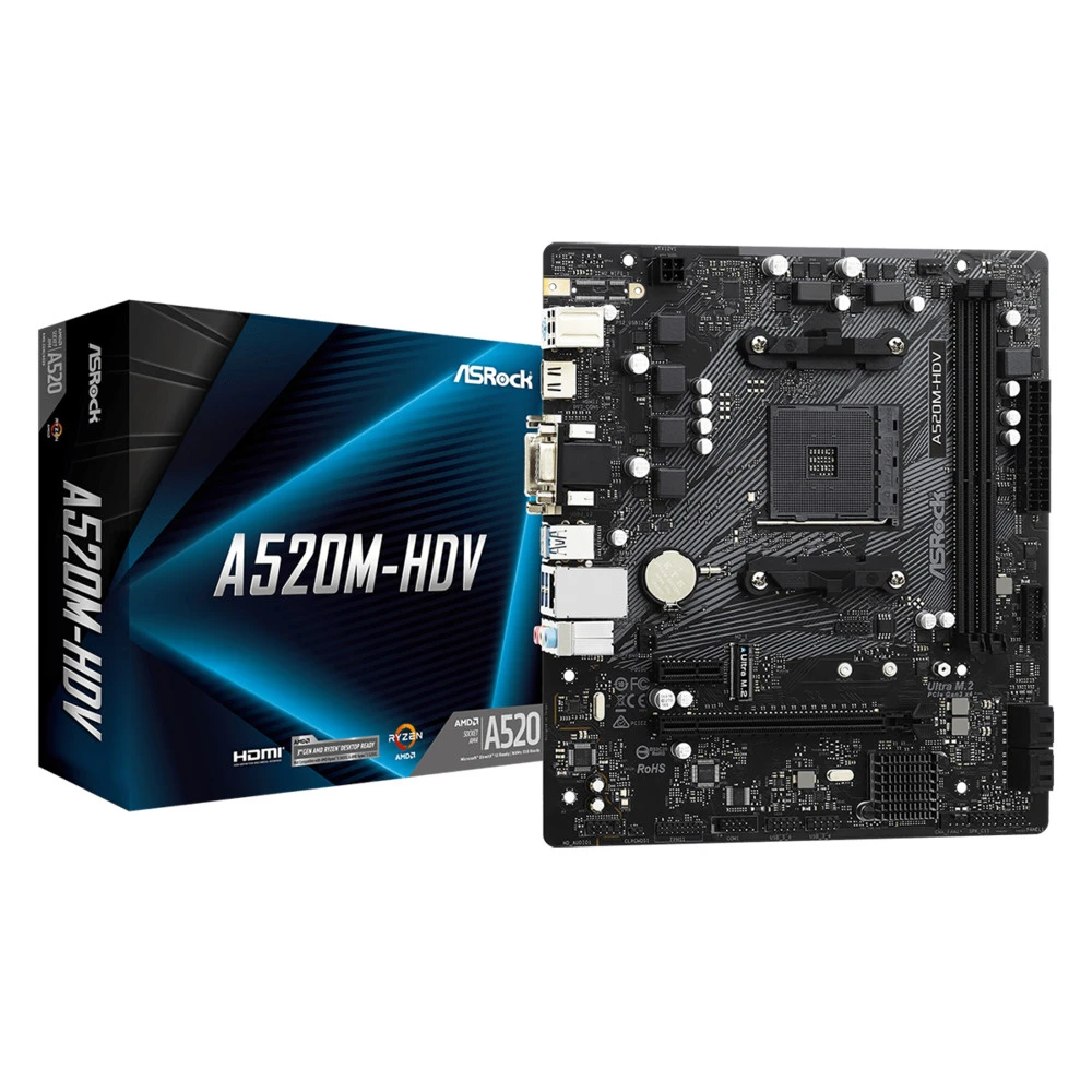 Материнская плата ASRock A520M-HDV Micro-ATX, AMD AM4