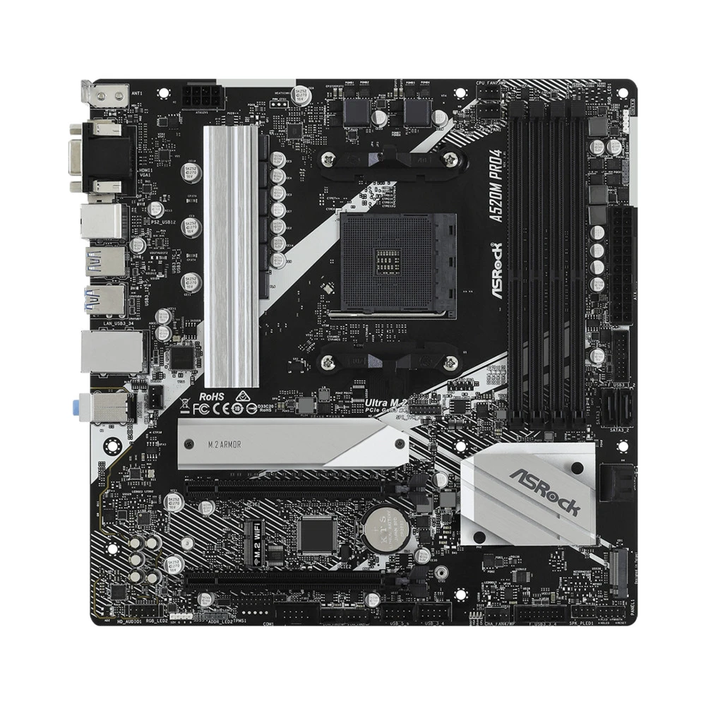 Материнская плата ASRock A520M PRO4 Micro-ATX, AMD AM4