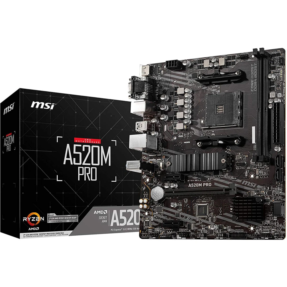 Материнская плата MSI A520M PRO Micro-ATX, AMD AM4