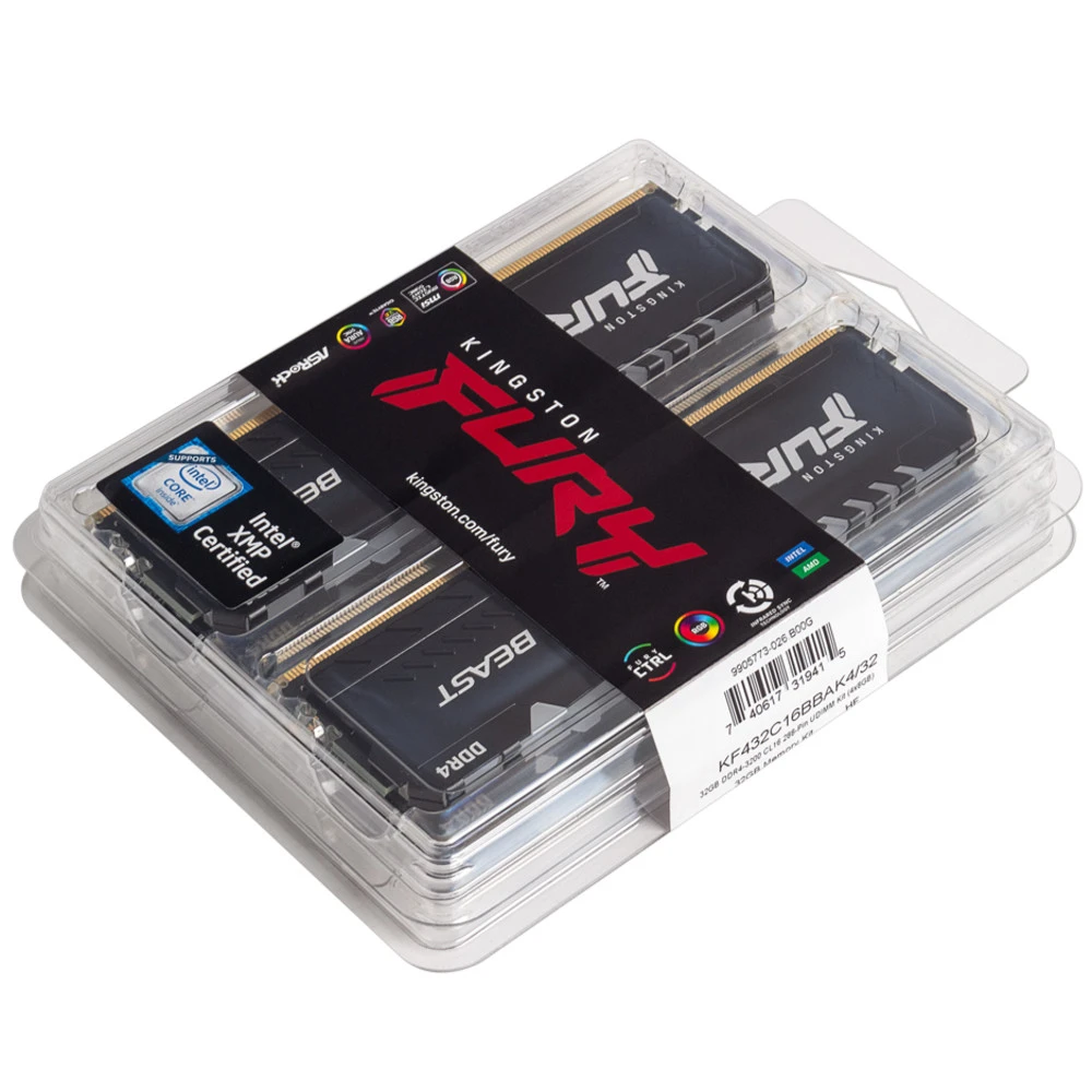 ОЗУ Kingston 8 ГБ 38599 DIMM, DDR4, 32 Гб (4 х 8 Гб), 3200 МГц