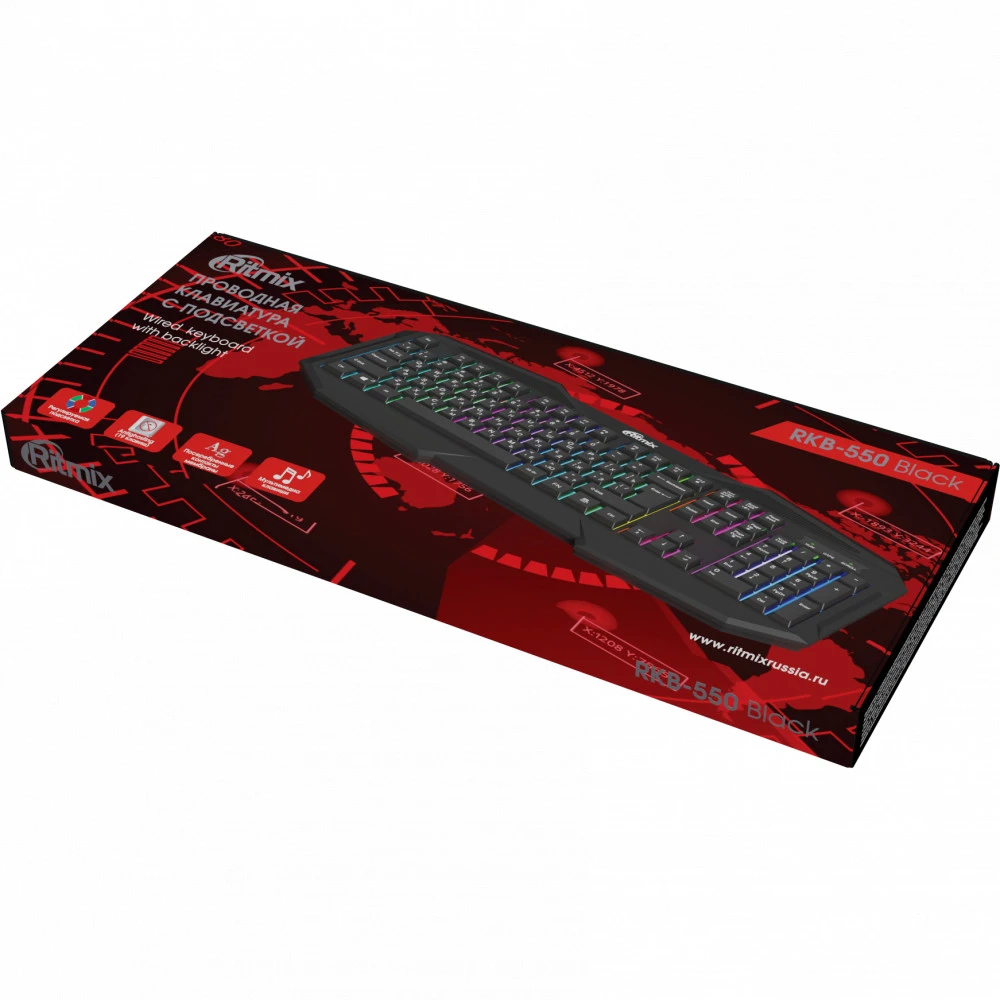 Клавиатура Ritmix RKB-550 Black Проводная, USB