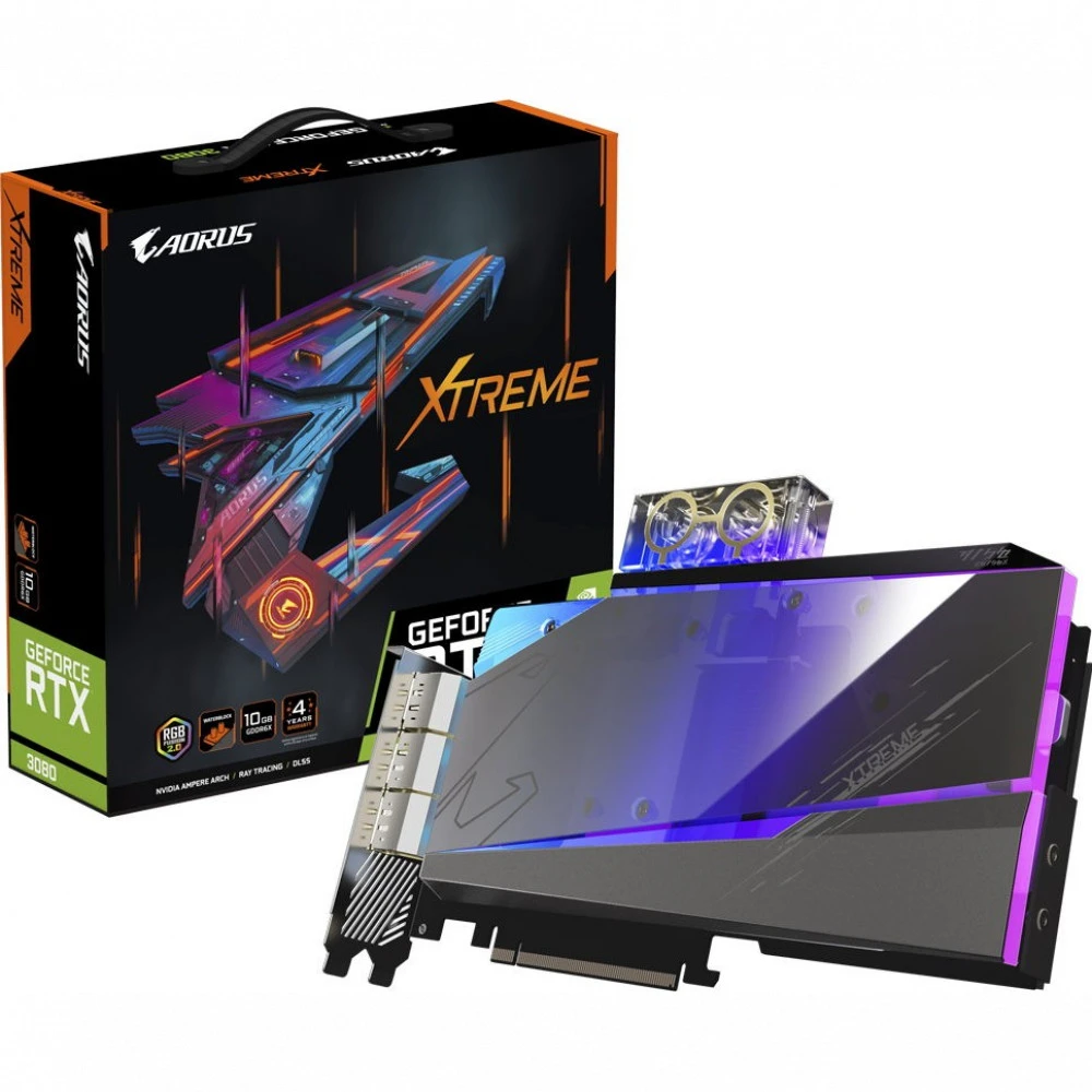 Видеокарта Gigabyte RTX 3080 XTREME WATERFORCE WB 10G (rev. 2.0) GV-N3080AORUSX WB-10GD REV2.0 10 ГБ