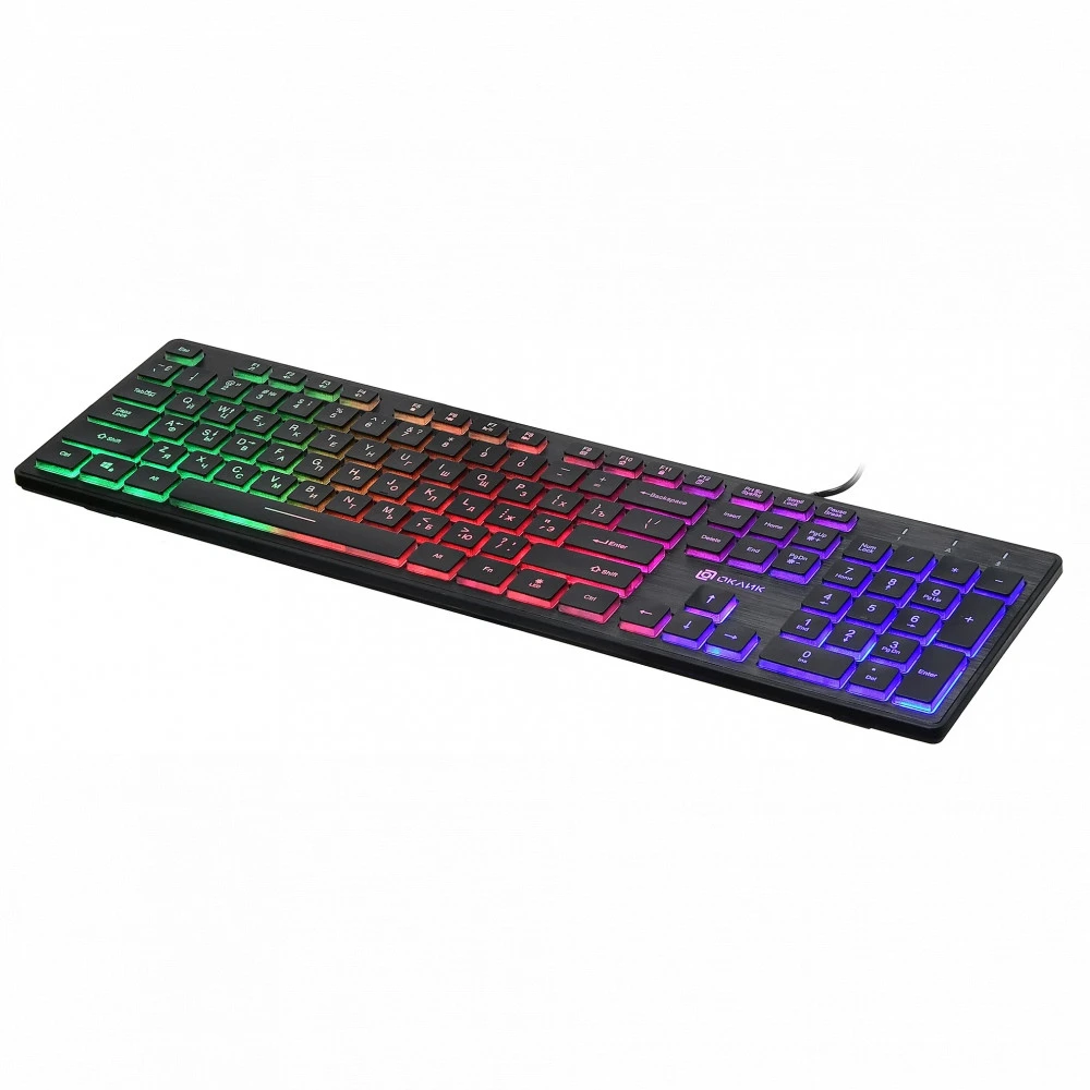 Клавиатура Oklick 550ML черный USB slim Multimedia LED 1061617 Проводная, USB