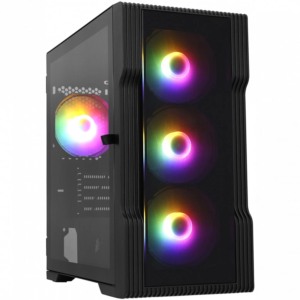 Корпус 1STPLAYER TRILOBITE T3-G Black T3-G-BK-4F1 Mid-Tower