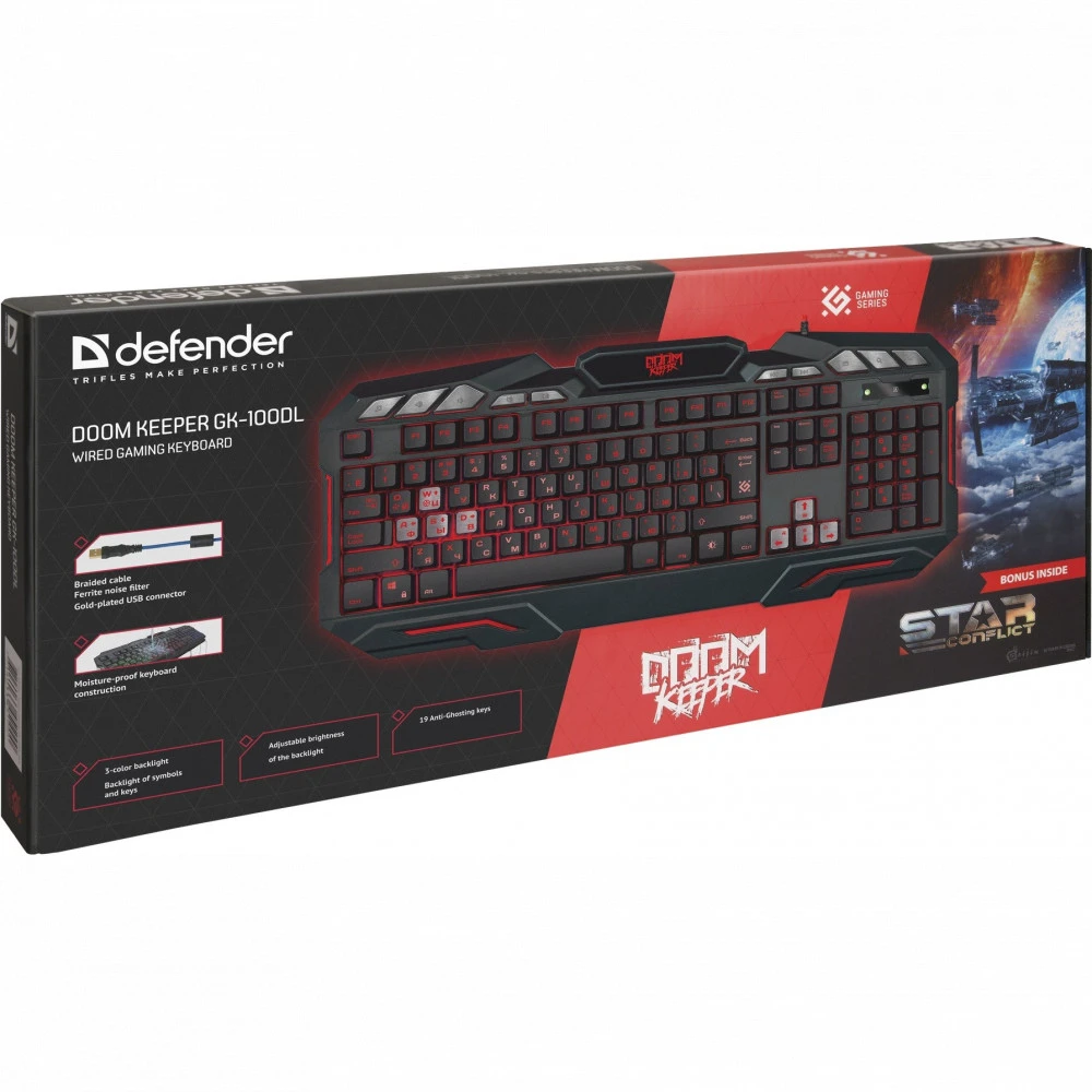 Клавиатура Defender Doom Keeper GK-100DL 45100 Проводная, USB