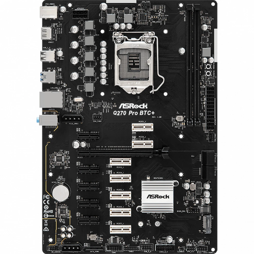 Материнская плата ASRock Q270 PRO BTC+ ATX, LGA 1151