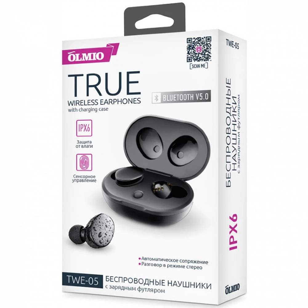 Наушники OLMIO TWE-05 Black TWE-05-BLACK