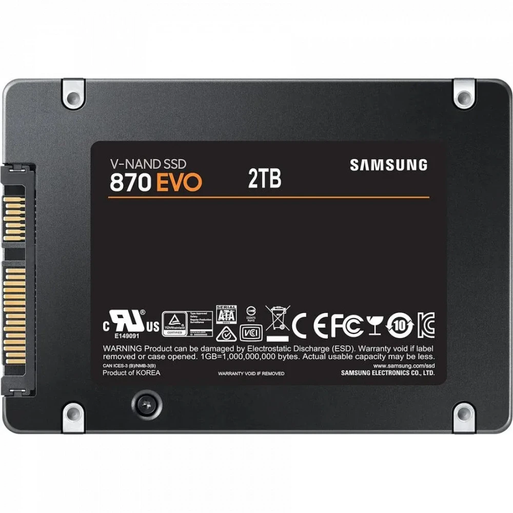 Жесткий диск Samsung 870 EVO MZ-77E2T0B/EU SSD (твердотельные), 2 ТБ, 2.5 дюйма, SATA