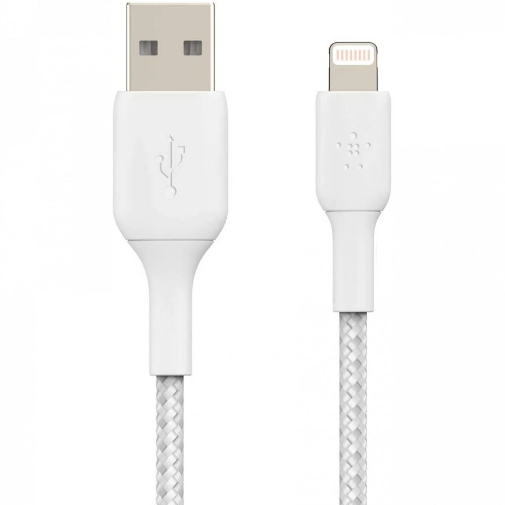 Кабель интерфейсный Belkin BRAIDED white (1m) CAA002BT1MWH
