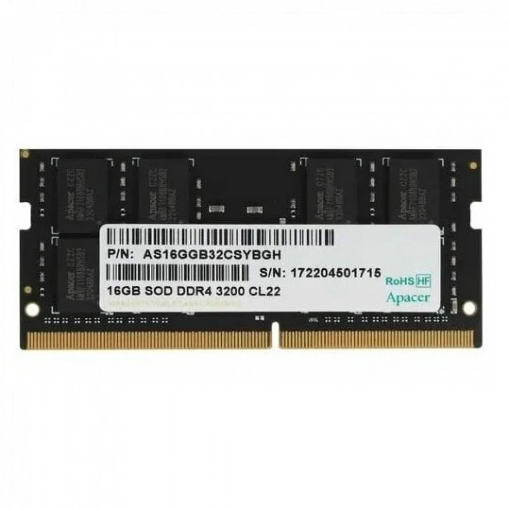 ОЗУ Apacer DDR4 16GB 3200MHz SO-DIMM AS16GGB32CSYBGH SO-DIMM, DDR4, 16 Гб, 3200 МГц