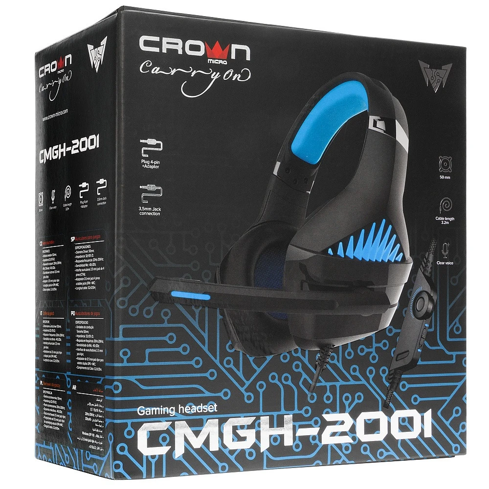 Наушники CROWN micro CMGH-2001 Black&blue