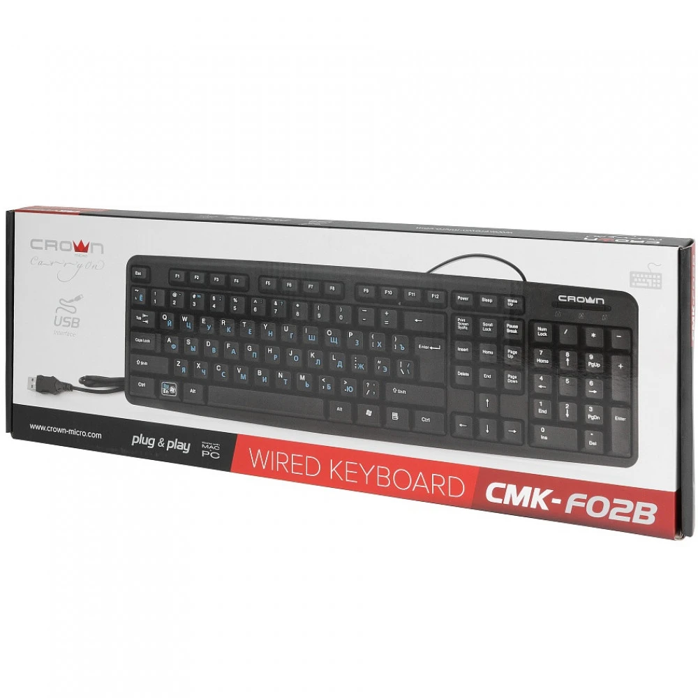 Клавиатура CROWN micro CMK-F02B Проводная, USB