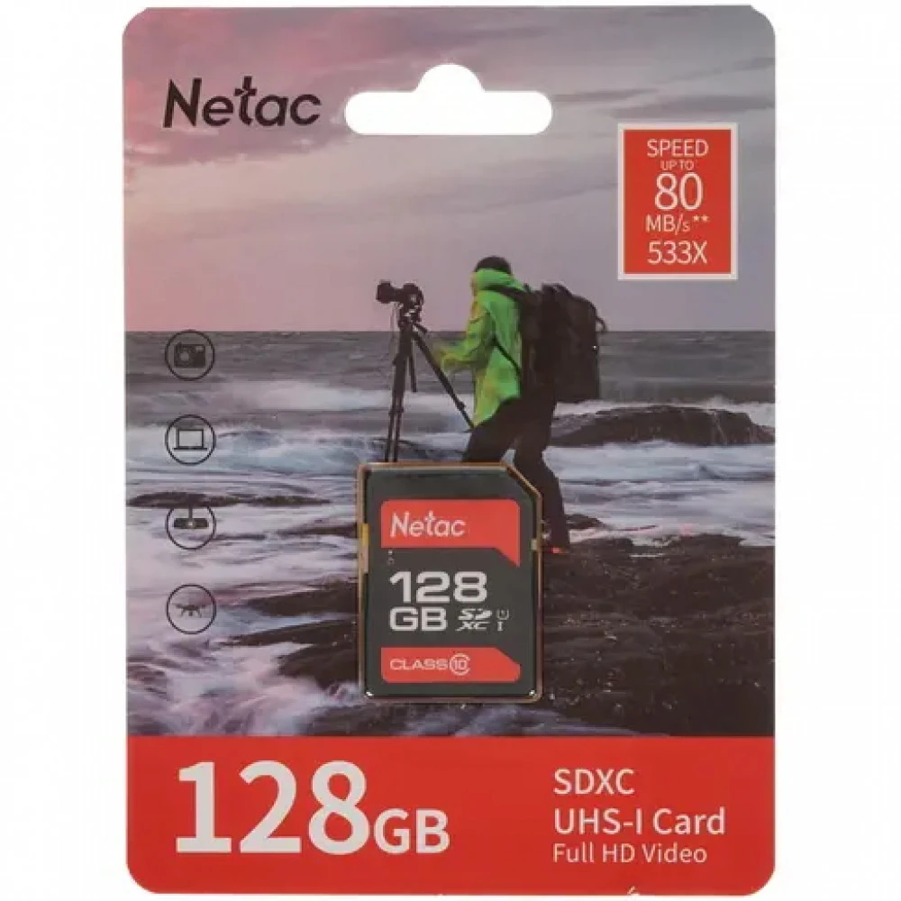 Флеш (Flash) карты Netac SDHC 128GB U1/C10 NT02P600STN-128G-R 128 ГБ