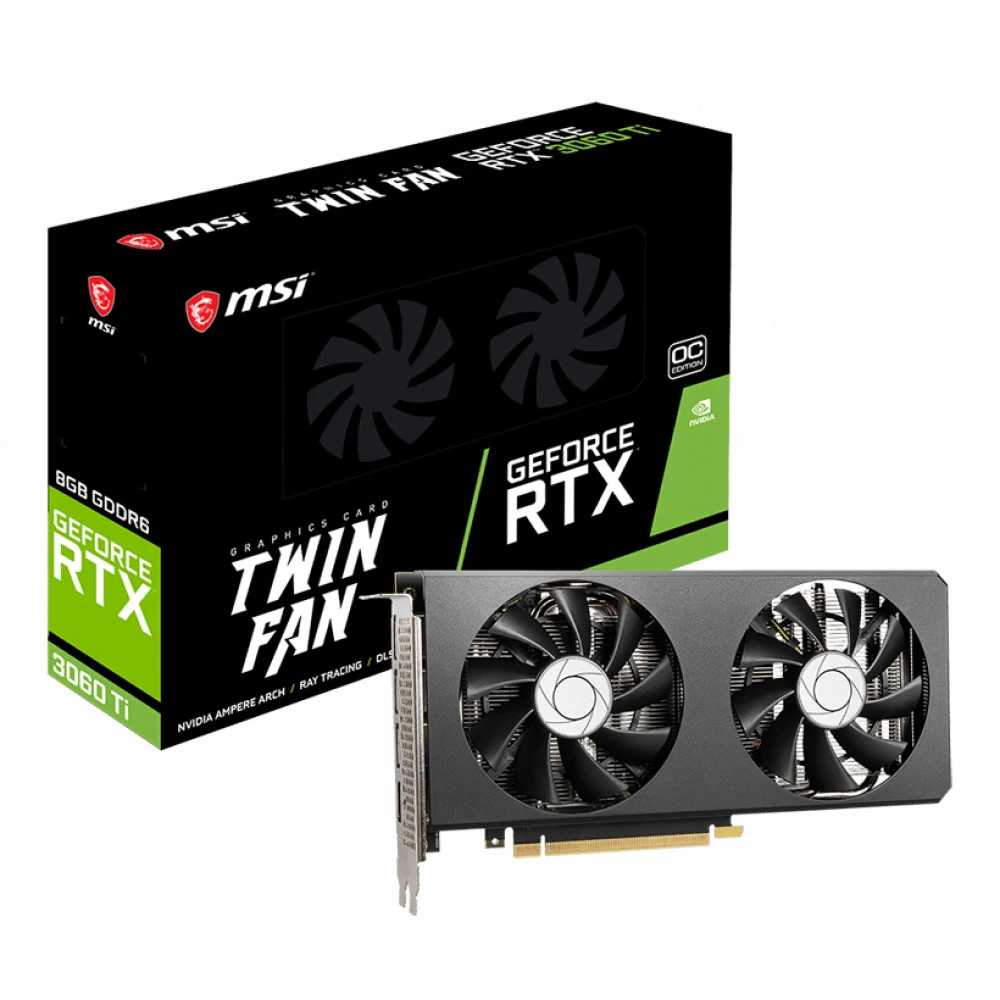 Видеокарта MSI GeForce RTX 3060 Ti TWIN FAN GeForce RTX 3060 Ti TWIN FAN 8G OC LHR 8 ГБ
