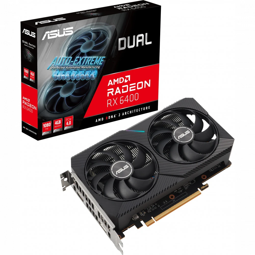 Видеокарта Asus Radeon RX 6400 DUAL 90YV0H90-M0NA00 4 ГБ
