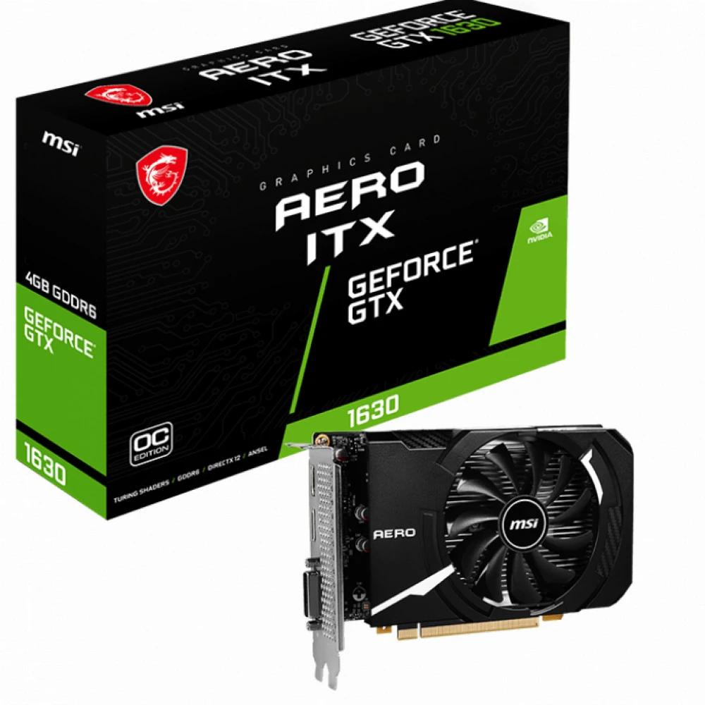 Видеокарта MSI NVIDIA GeForce GTX 1630 GTX 1630 AERO ITX 4G OC 4 ГБ