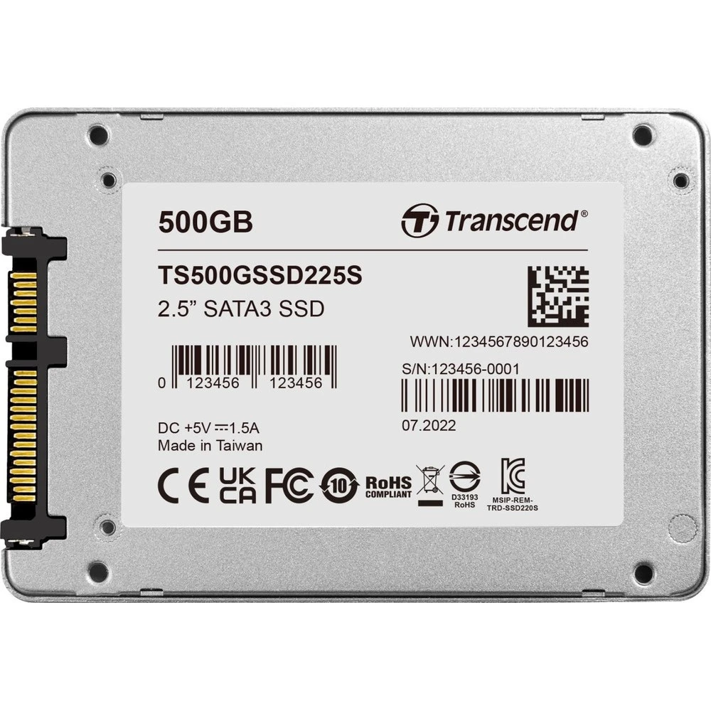 Жесткий диск Transcend SSD225S TS500GSSD225S SSD (твердотельные), 500 ГБ, 2.5 дюйма, SATA