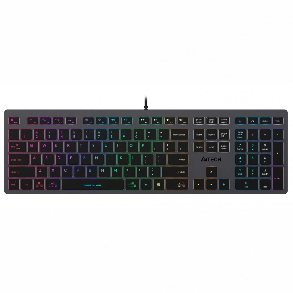 Клавиатура A4Tech Fstyler FX60 FX60 GREY / NEON Проводная, USB