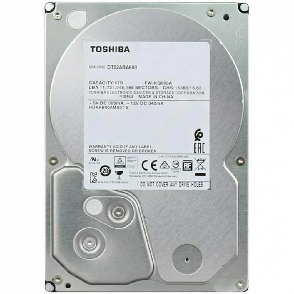 Жесткий диск Toshiba DT02ABA600 HDD (классические), 6 ТБ, 3.5 дюйма, SATA