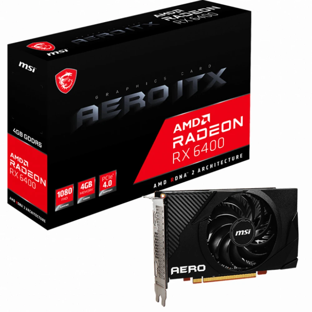 Видеокарта MSI RX 6400 AERO ITX 4G 4 ГБ