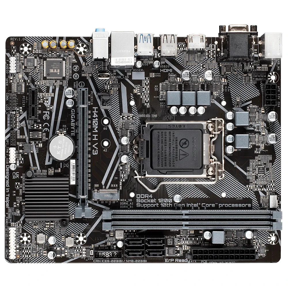 Материнская плата Gigabyte GA-H410M-H V3 Micro-ATX, LGA 1200