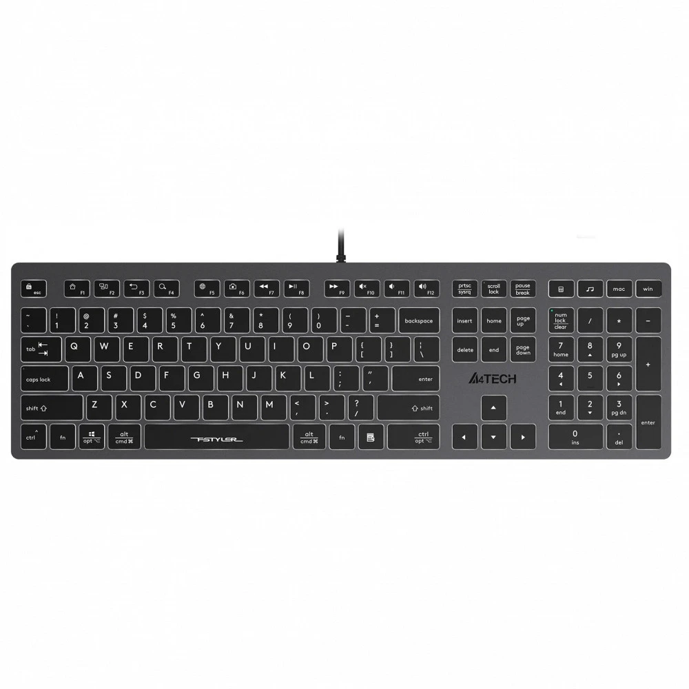 Клавиатура A4Tech FX60H GREY/WHITE Проводная, USB