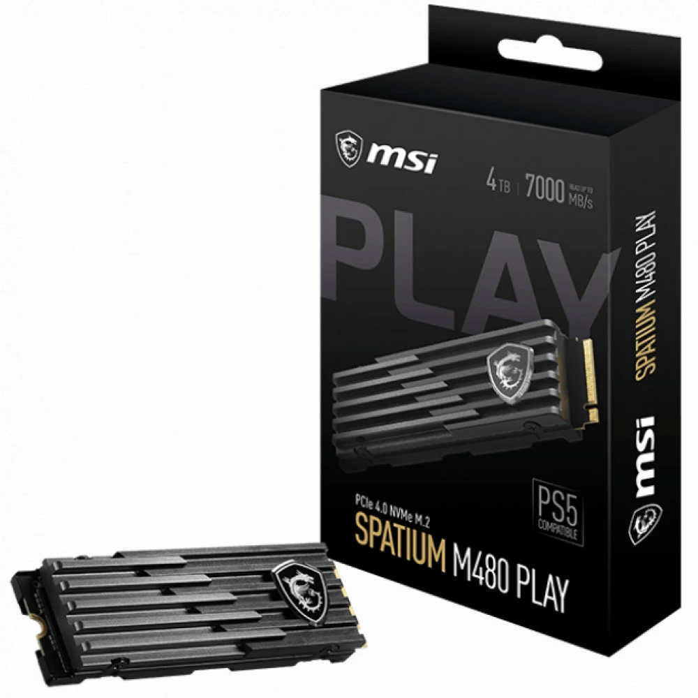 Жесткий диск MSI SPATIUM M480 PLAY SPATIUM M480 PCIe 4.0 NVMe M.2 2TB PLAY SSD (твердотельные), 2 ТБ, M.2