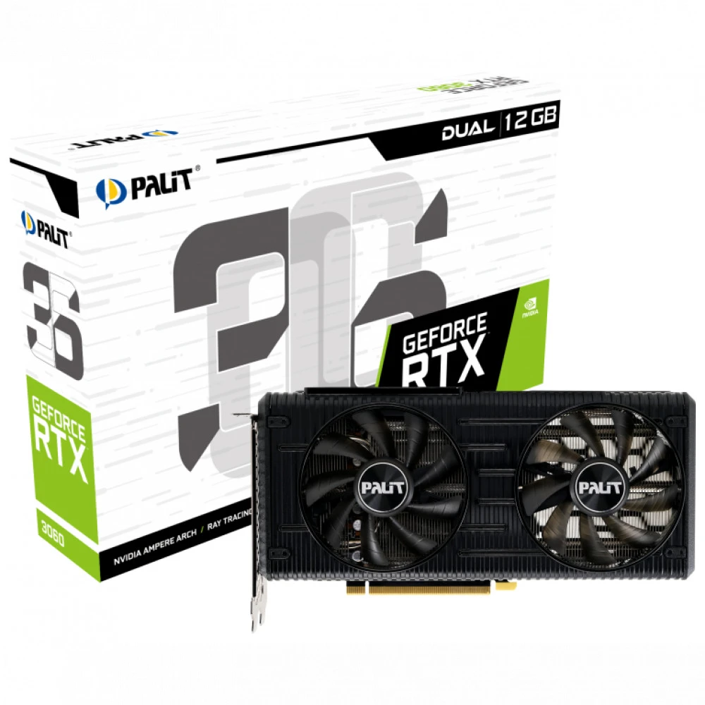 Видеокарта Palit GeForce RTX3060 NE63060019K9-190AD LHR 12 ГБ