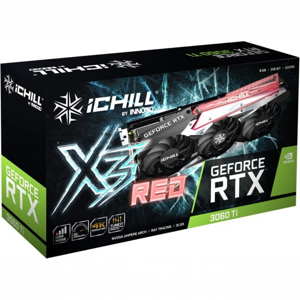 Видеокарта Inno3D RTX3060 Ti ICHILL X3 RED LHR 8Gb C306T3-08D6X-1671VA39H 8 ГБ
