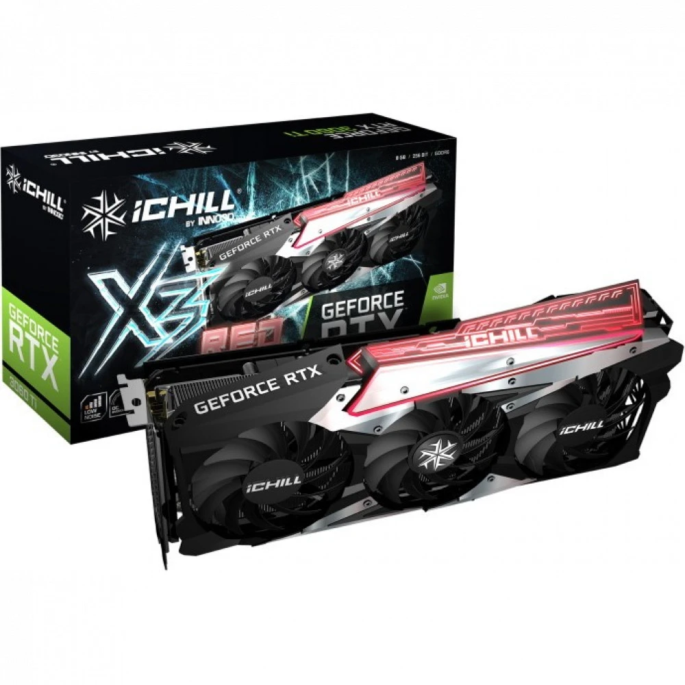Видеокарта Inno3D RTX3060 Ti ICHILL X3 RED LHR 8Gb C306T3-08D6X-1671VA39H 8 ГБ