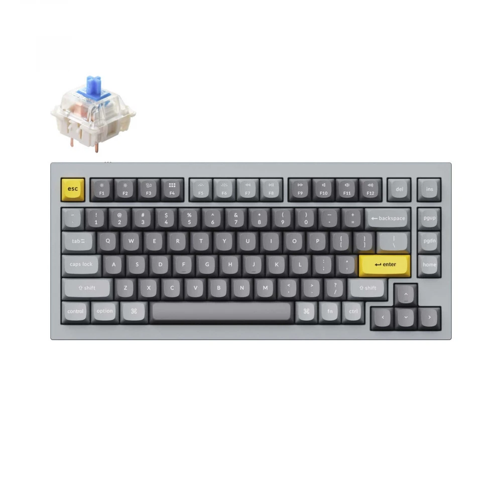 Клавиатура Keychron Grey Knob Blue Switch RGB Hot-Swap Gateron G pro Mechanical Q1N2_Keychron Проводная