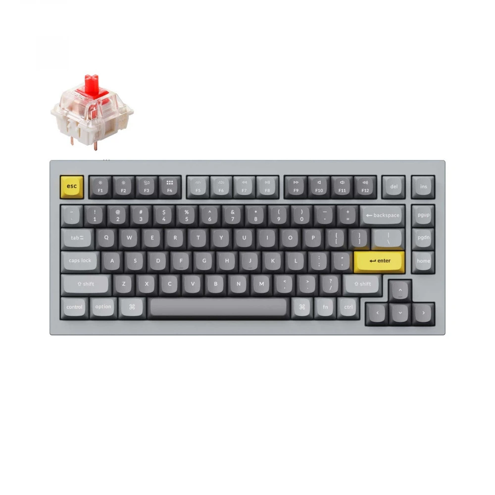 Клавиатура Keychron Grey Knob Red Switch RGB Hot-Swap Gateron G pro Mechanical Q1N1_Keychron Проводная