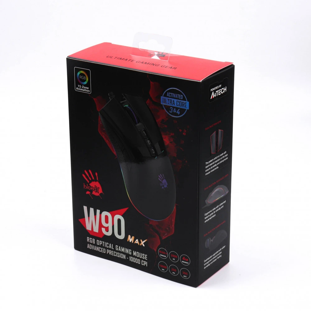 Мышь A4Tech W90 MAX/STONE BLACK ACTIVATED