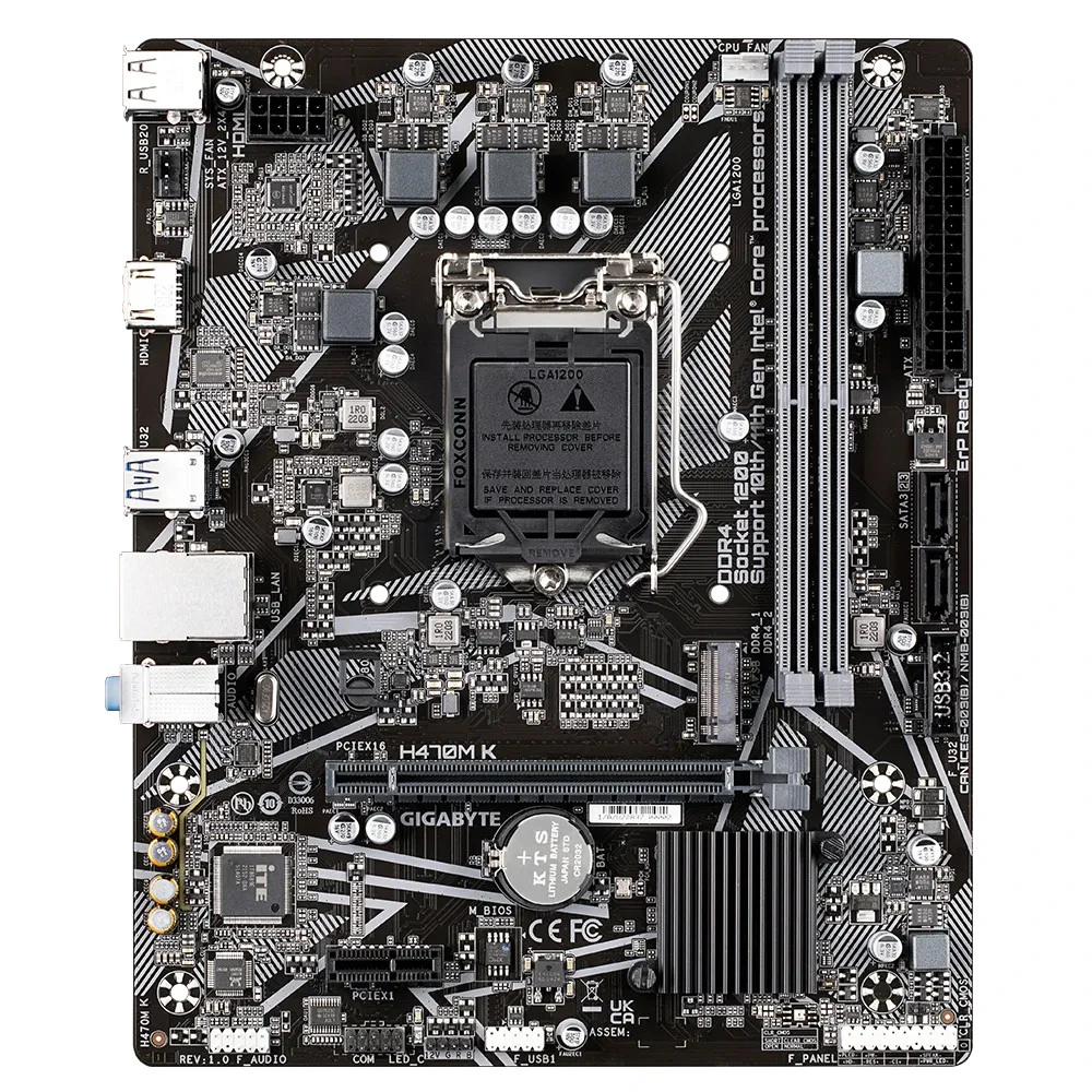 Материнская плата Gigabyte GA-H470M K REV1.0 Micro-ATX, LGA 1200