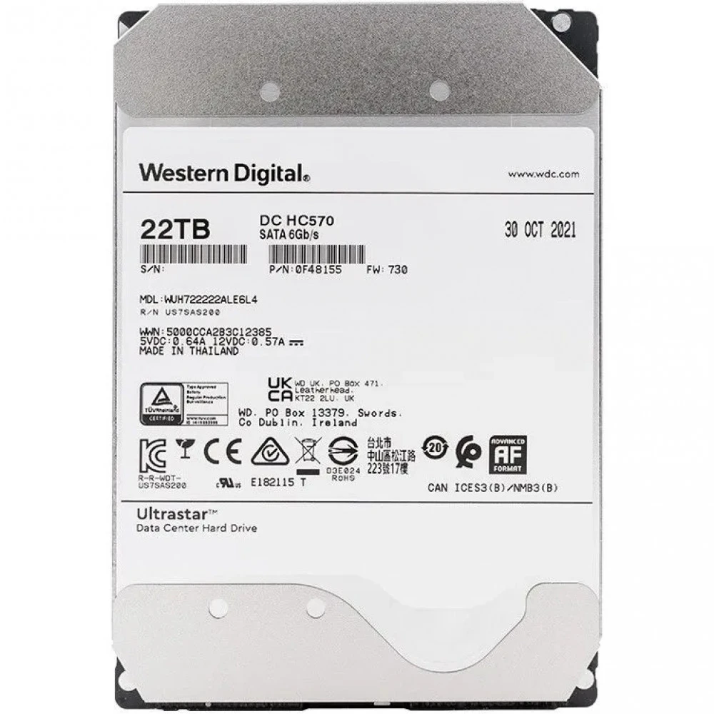 Серверный жесткий диск Western Digital Ultrastar DC HC570 WUH722222ALE6L4 HDD, 3,5 LFF, 22 ТБ, SATA