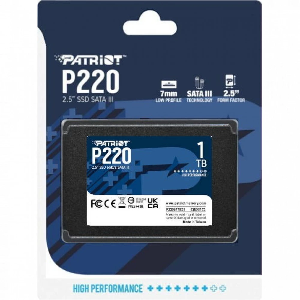Жесткий диск Patriot P220 P220S1TB25 SSD (твердотельные), 1 ТБ, 2.5 дюйма, SATA